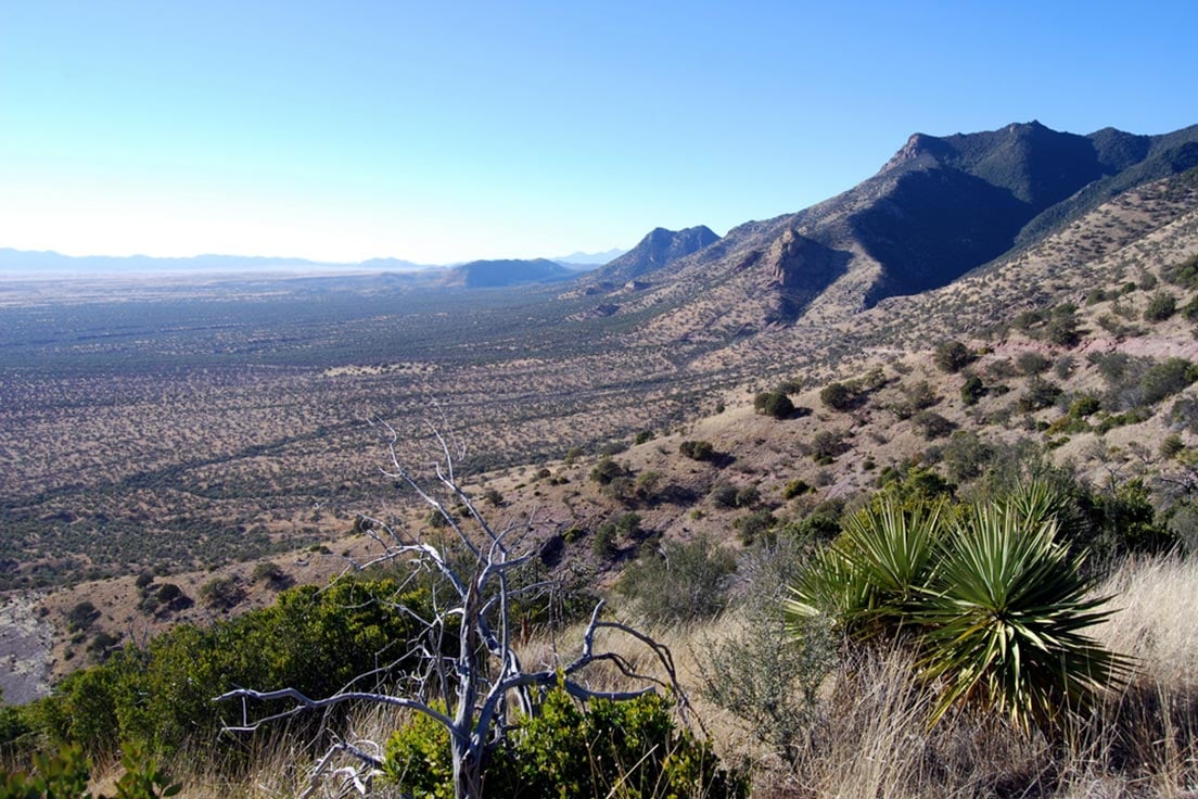 The valley below Millers Peak, Arizona - a common area for cross-border drug smuggling and illegal border crossings
